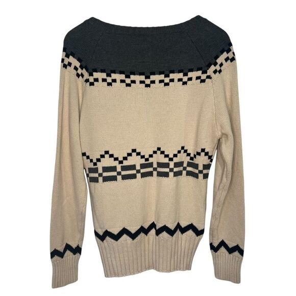 Chaser Aztec Southwestern Sweater Womens Medium Cotton V-Neck Pullover Top - Picture 3 of 5